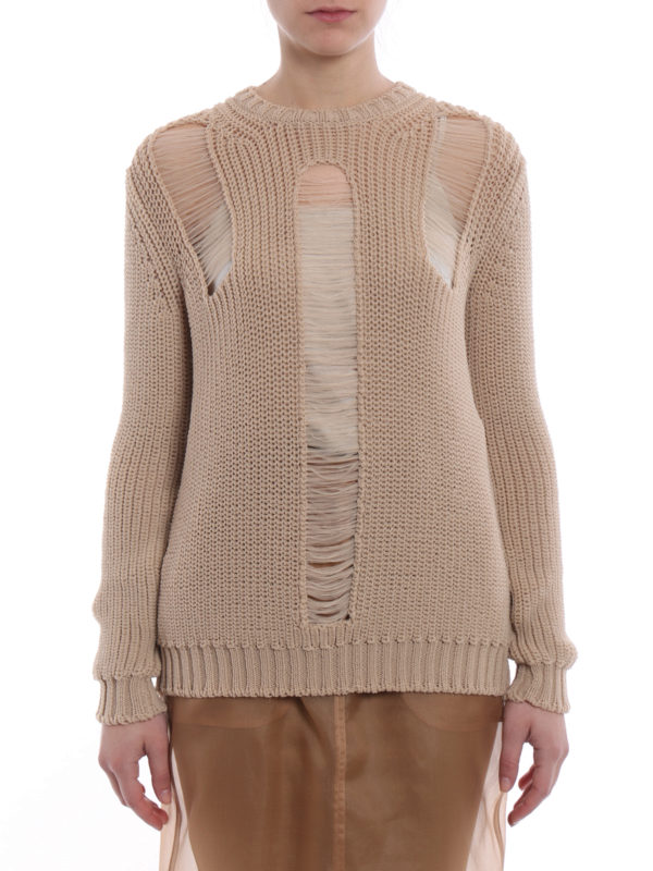 iKRIX Max Mara: Strickpullover mit Rundhalsausschnitt - Rundhalspullover - Nude