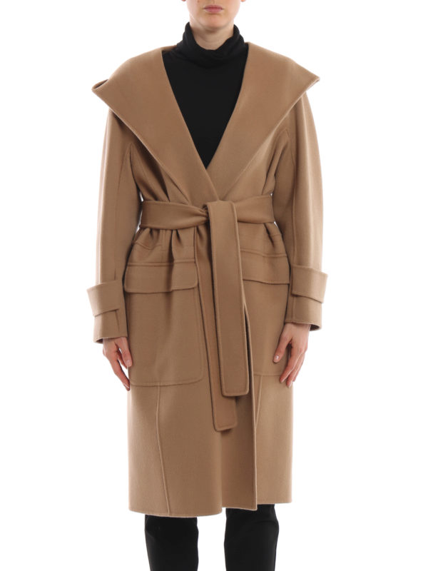 iKRIX Max Mara: knee length coats - Teresa hooded double wool wrap coat