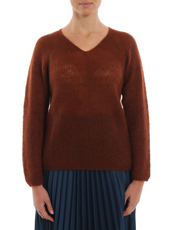 iKRIX Max Mara: v necks - Alea brick mohair and wool sweater