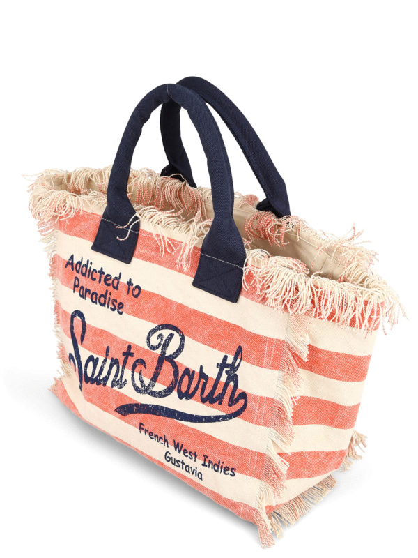 iKRIX MC2 SAINT BARTH: totes bags - Vanity coral orange stripe canvas beach bag