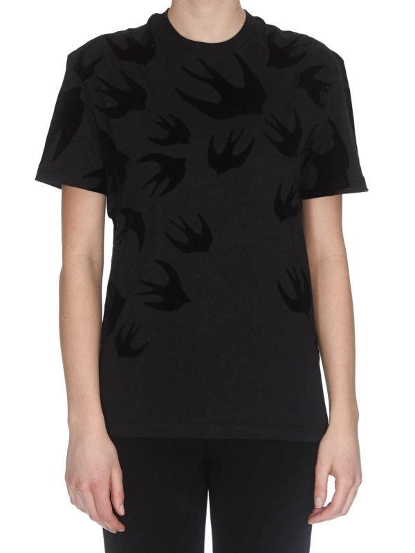 iKRIX MCQ: t-shirts - Swallow flock print black T-shirt