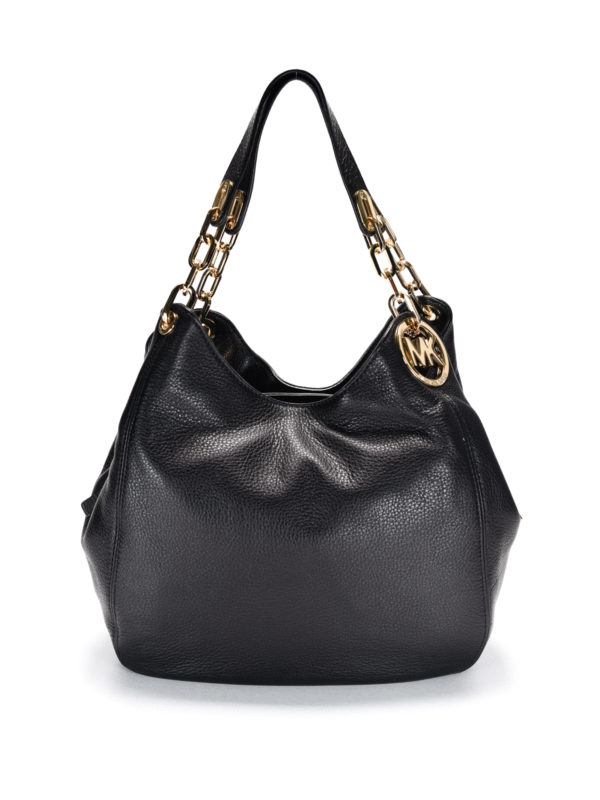 Michael kors fulton large on sale black leather shoulder bag