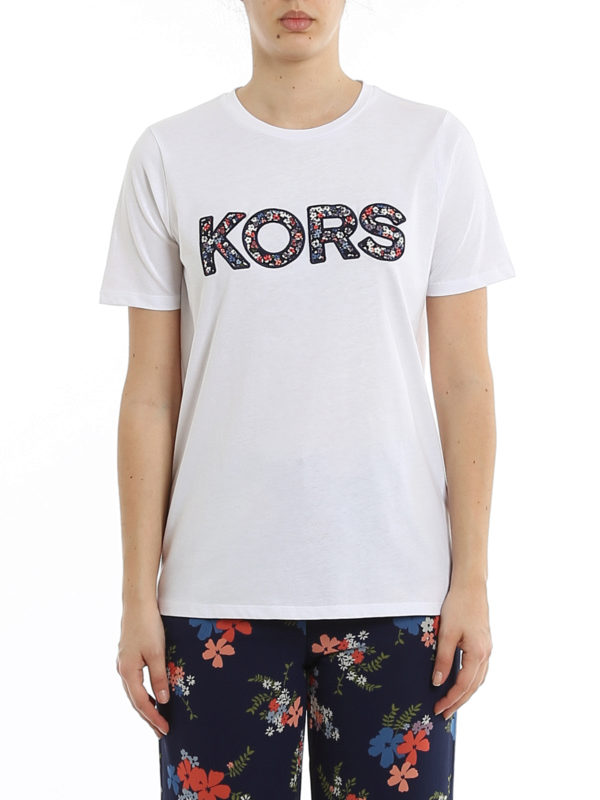iKRIX MICHAEL KORS: t-shirts - Floral patch logo cotton T-shirt
