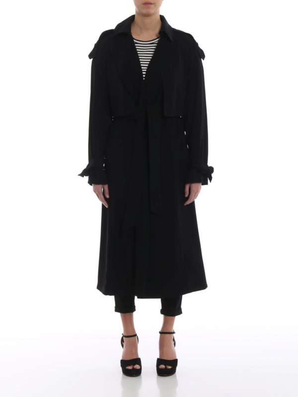 iKRIX MICHAEL KORS: trench coats - Tech fabric black long wrap trench coat