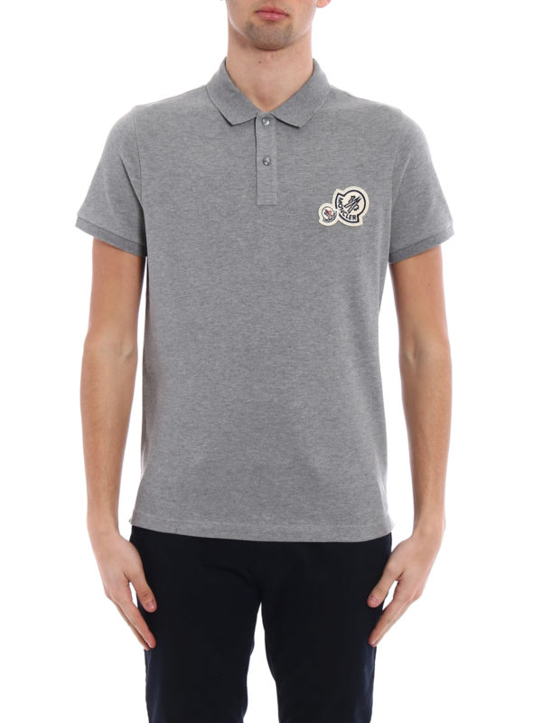 iKRIX MONCLER: polo shirts - Logo patch grey cotton polo shirt