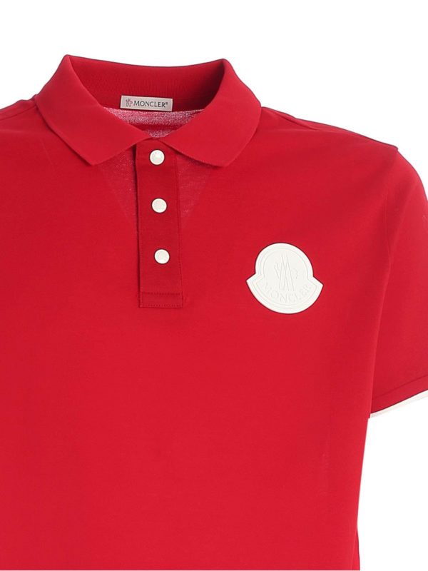 iKRIX MONCLER: polo shirts - Maxi logo patch polo shirt in red