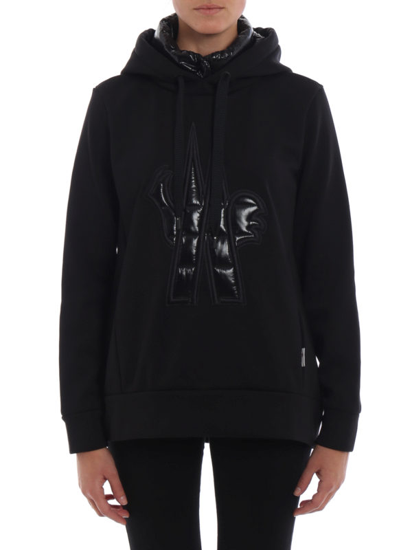 Sweatshirts & Sweaters Moncler - Black flared hoodie with logo 