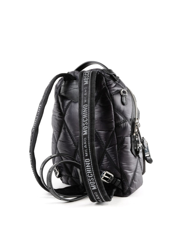 iKRIX MOSCHINO: backpacks - Silver logo patch detailed nylon backpack