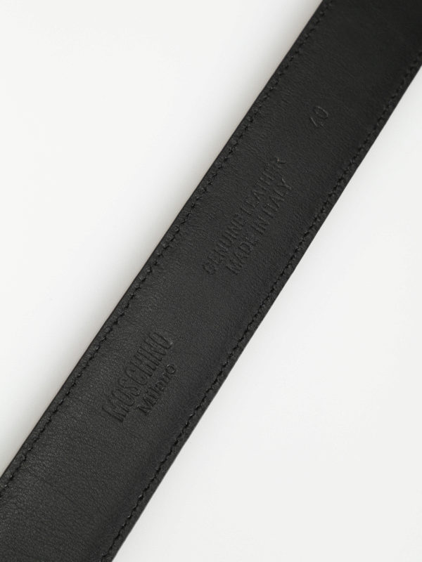 iKRIX MOSCHINO: belts - Logo lettering black patent leather belt