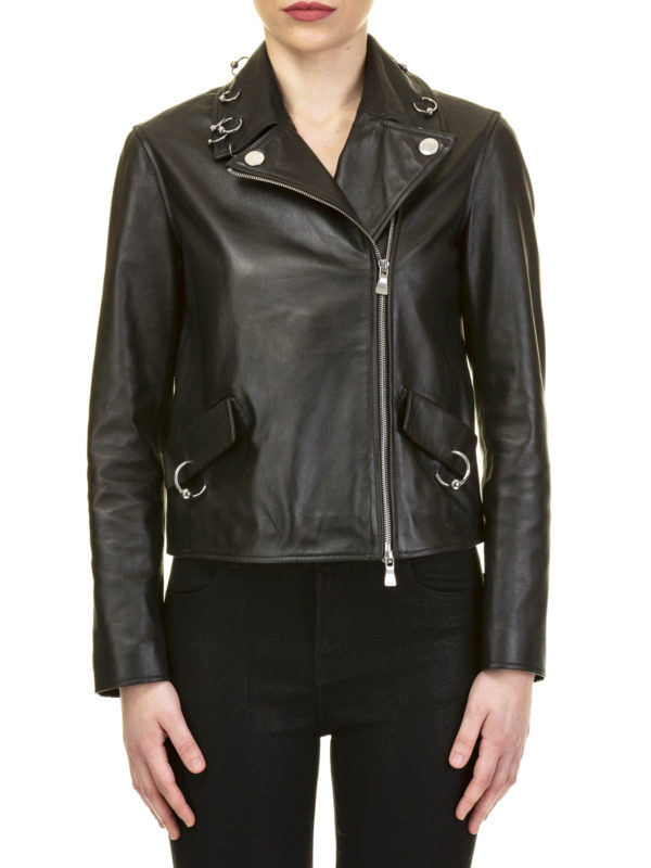 Moschino Boutique Piercing detailed nappa biker jacket|J370811700555