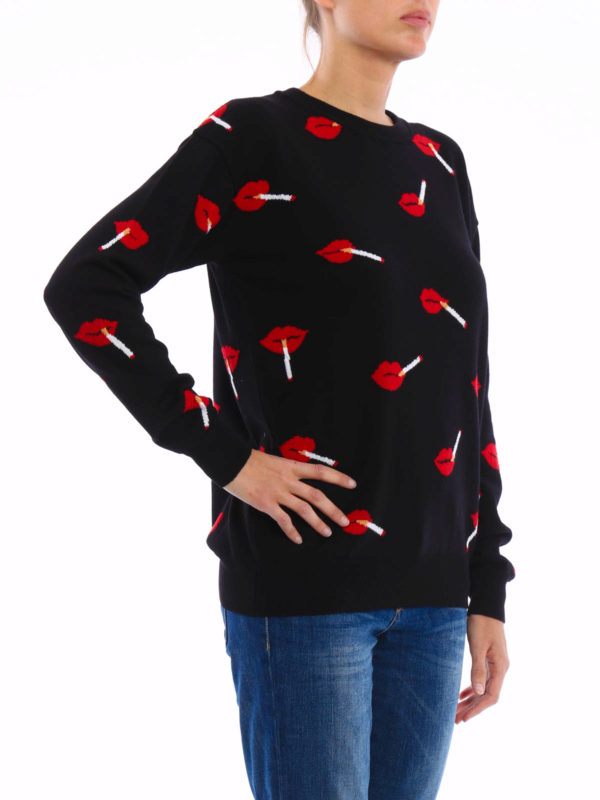 iKRIX MOSCHINO COUTURE: crew necks - Lips pattern wool pullover