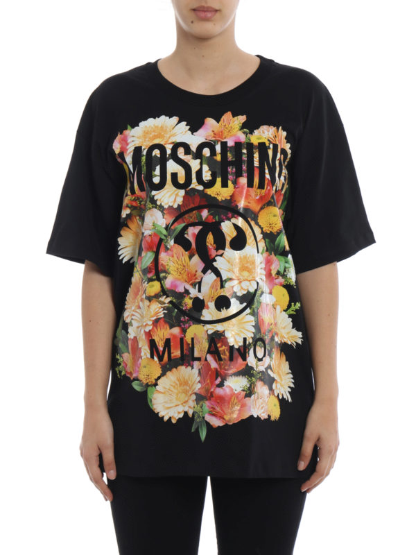 Moschino Oversize floral print T-shirt Black DJ07010440J3555