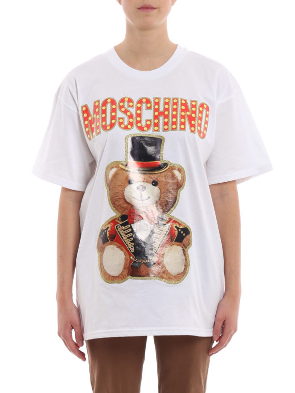 T-Shirts Moschino - Teddy Circus White Oversized T-Shirt - 070205403001