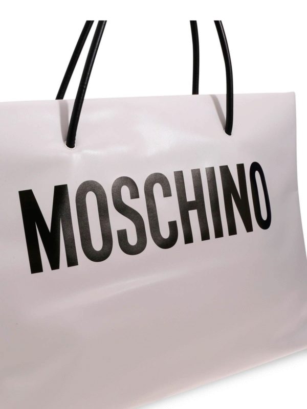 iKRIX MOSCHINO: totes bags - Logo macro shopper in white