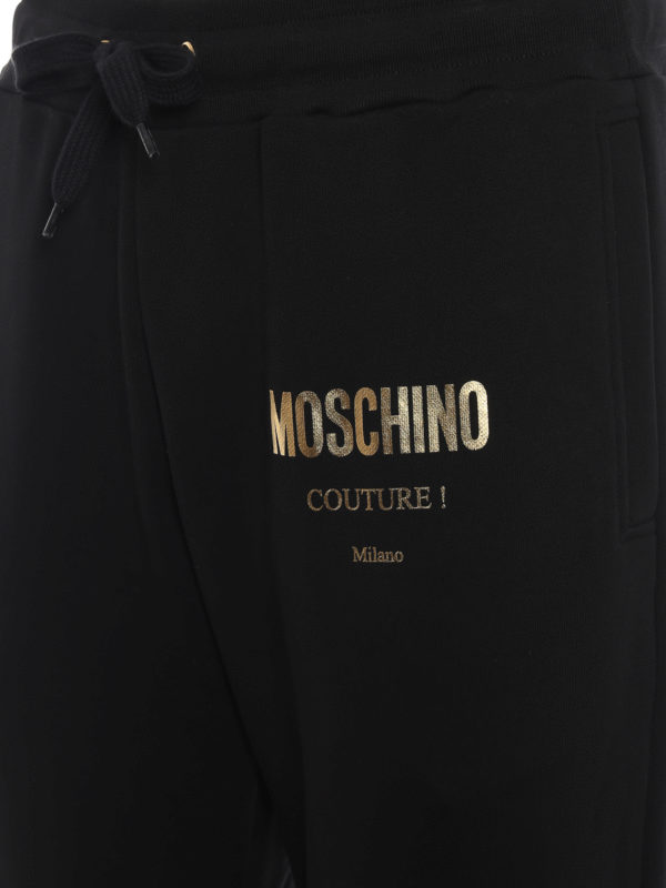 iKRIX MOSCHINO: tracksuit bottoms - Golden logo print cotton joggers