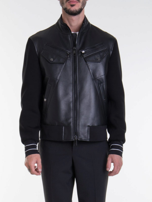 iKRIX NEIL BARRETT: leather jacket - Leather front bomber jacket
