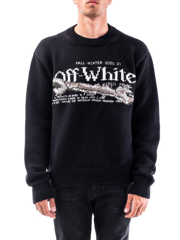 iKRIX OFF-WHITE: Strickpullover mit Rundhalsausschnitt - Rundhalspullover - Schwarz