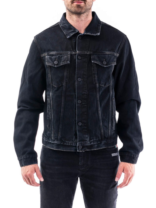 iKRIX OFF-WHITE: denim jacket - Stencil denim jacket