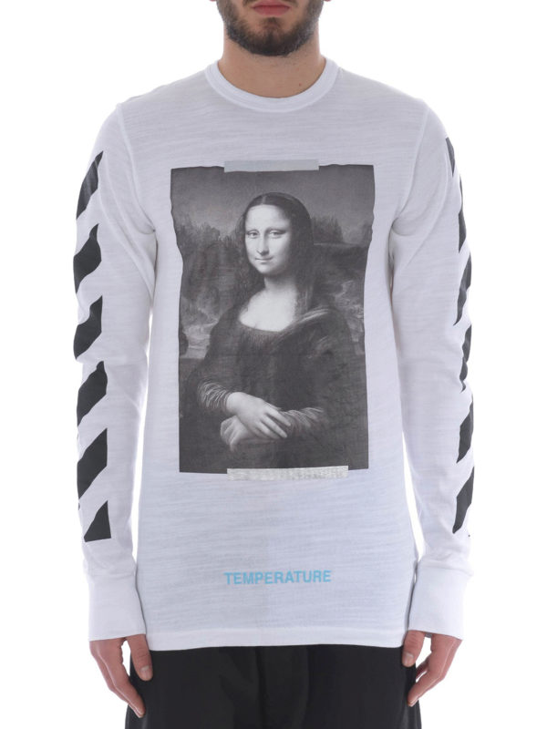 iKRIX OFF-WHITE: t-shirts - Monalisa diagonals print white Tee