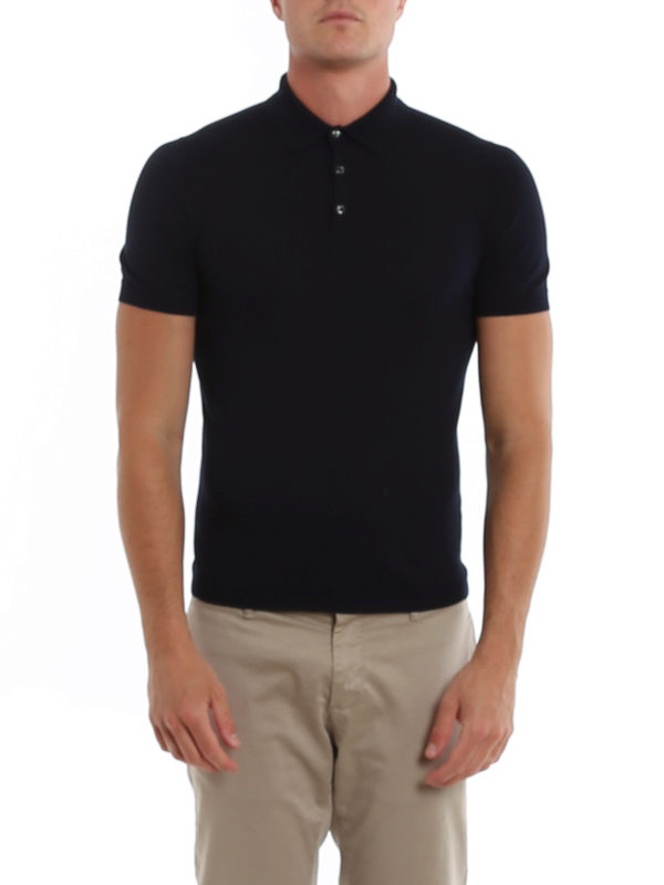 iKRIX Paolo Fiorillo: polo shirts - Ribbed edges blue cotton polo