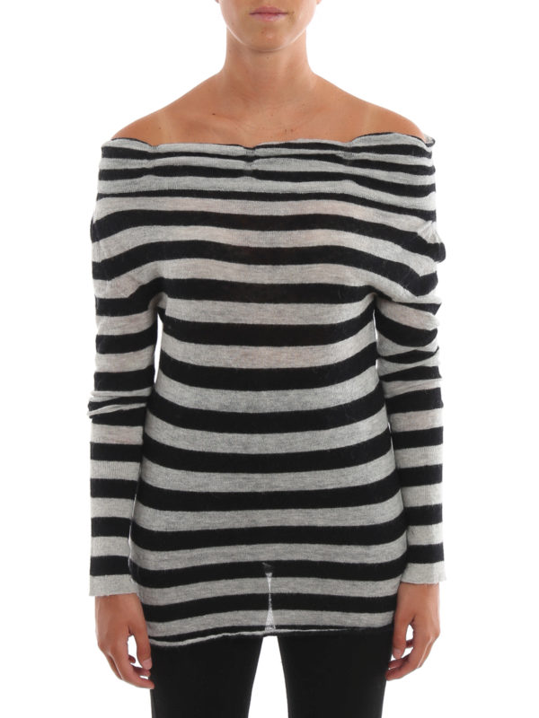 iKRIX PATRIZIA PEPE: U-Boot-Ausschnitt - U-Boot-Pullover - Gestreift