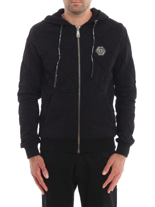 iKRIX PHILIPP PLEIN: Sweatshirts & Sweaters - Statement diamond patterned zip up hoodie