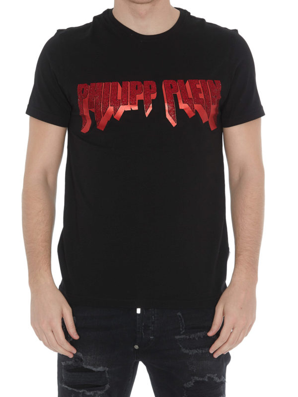 iKRIX PHILIPP PLEIN: t-shirts - Embellished Rock PP black and red T-shirt
