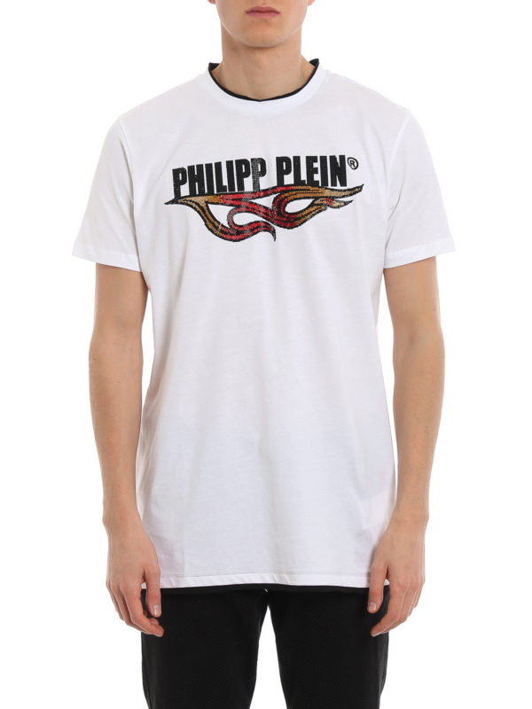 iKRIX PHILIPP PLEIN: t-shirts - Flame crystal logo white T-shirt