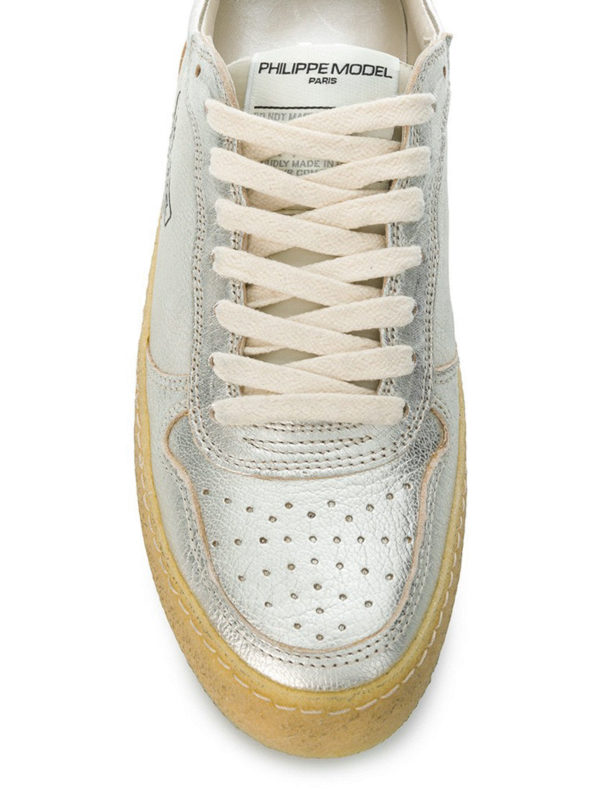 iKRIX PHILIPPE MODEL: trainers - Lakers Vintage silver-tone leather sneakers