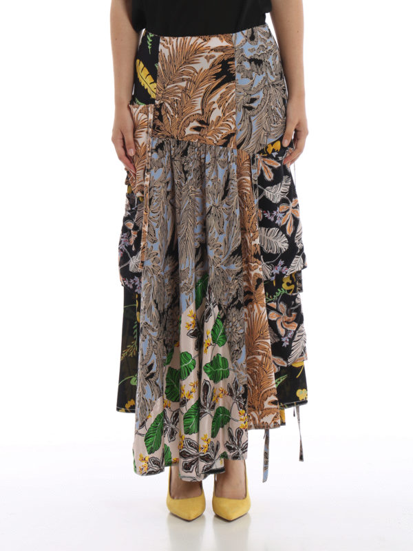 iKRIX PHILLIP LIM: Long skirts - Patchwork print silk maxi skirt