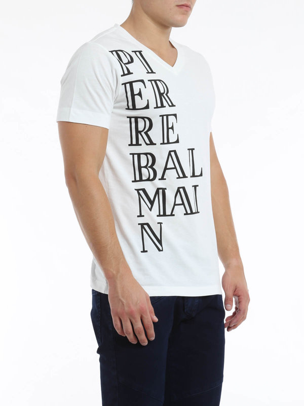 iKRIX Pierre Balmain: t-shirts - V-neck side print t-shirt