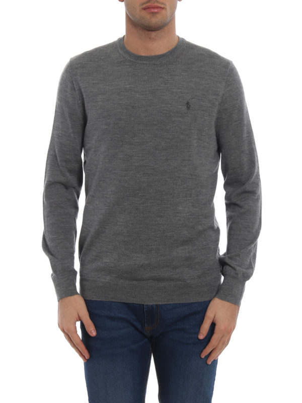 iKRIX POLO RALPH LAUREN: crew necks - Grey melange merino wool crew neck sweater