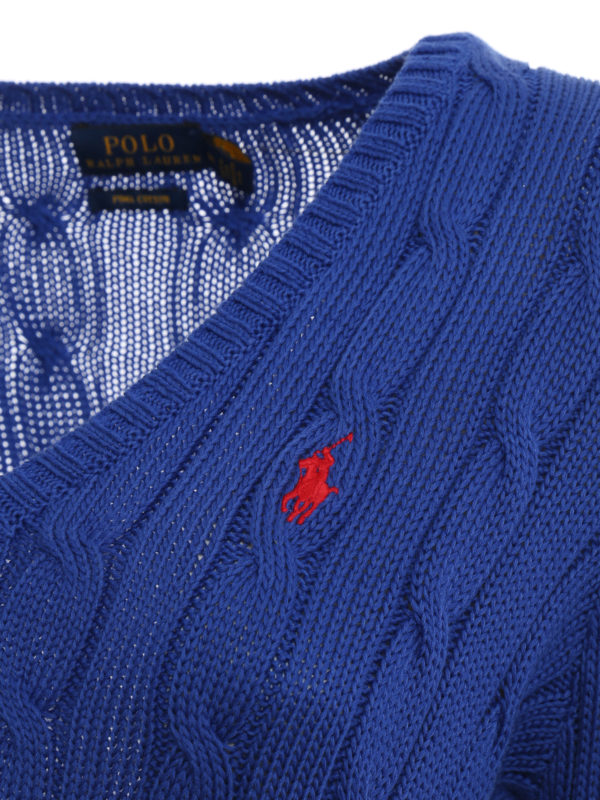iKRIX POLO RALPH LAUREN: Strickpullover mit V-Ausschnitt - V-Pullover - Blau
