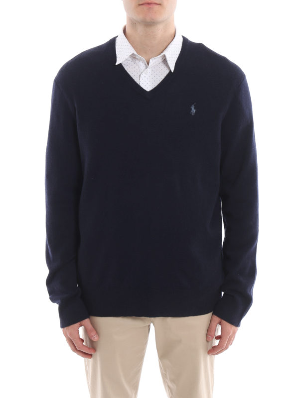 iKRIX POLO RALPH LAUREN: Strickpullover mit V-Ausschnitt - V-Pullover - Blau