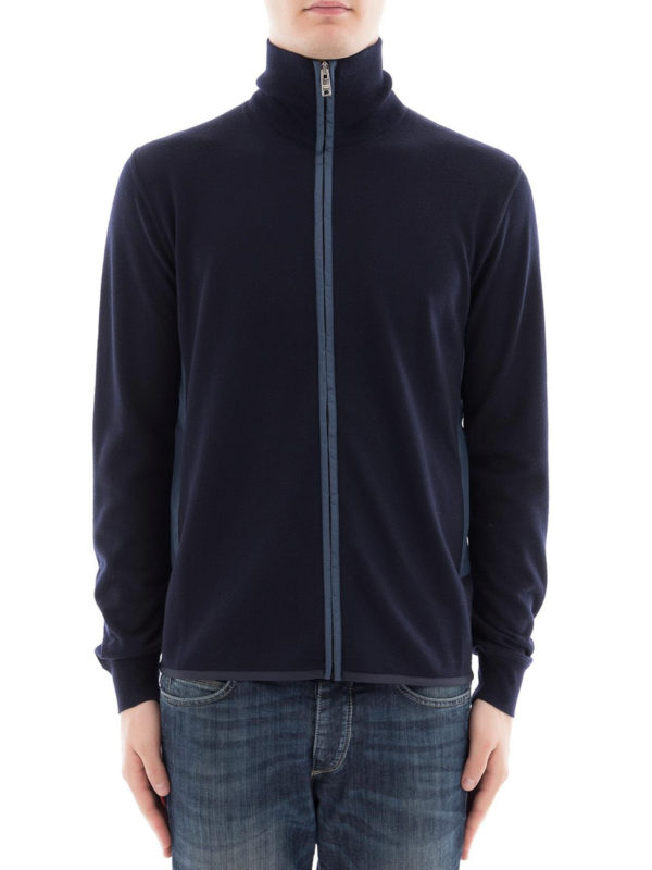 iKRIX PRADA: cardigans - Nylon inserts wool zipped cardigan
