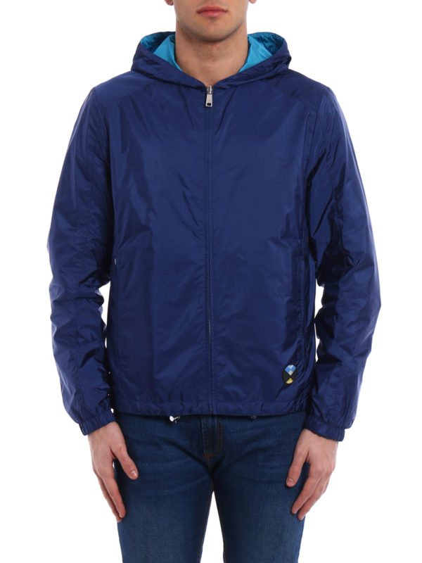 iKRIX PRADA: casual jackets - Reversible blue hooded jacket