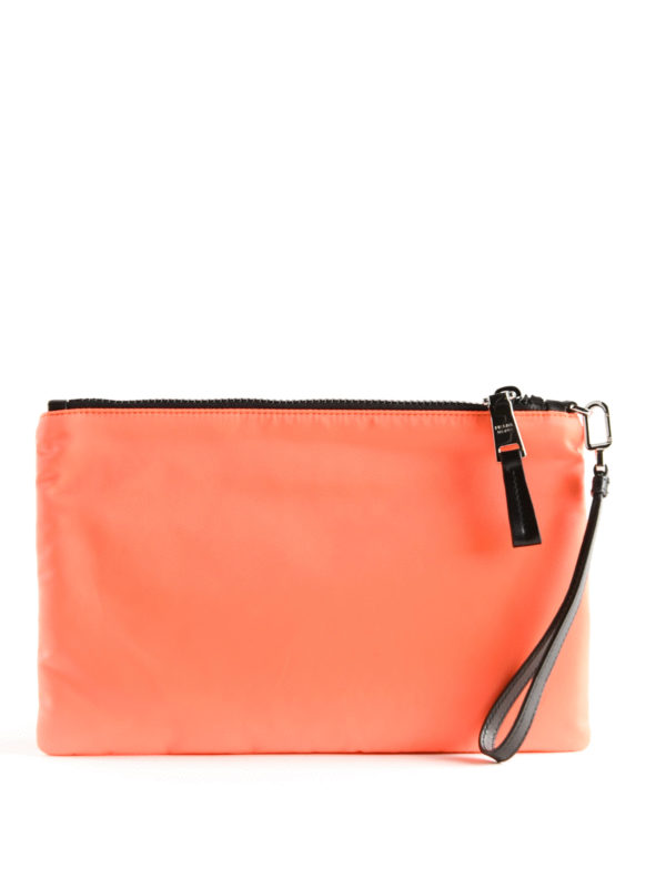 iKRIX PRADA: clutches - Orange fluo nylon pouch