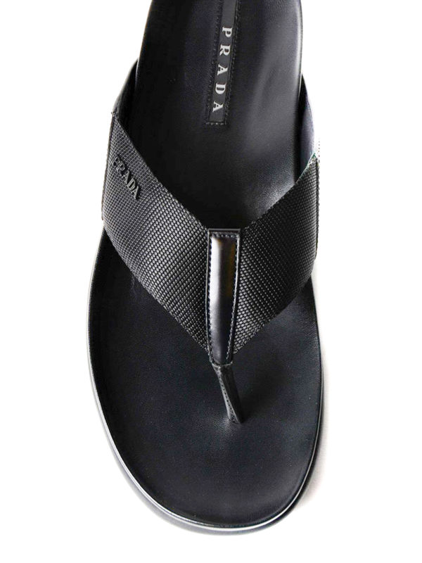 iKRIX PRADA: sandals - Leather and fabric thong sandals