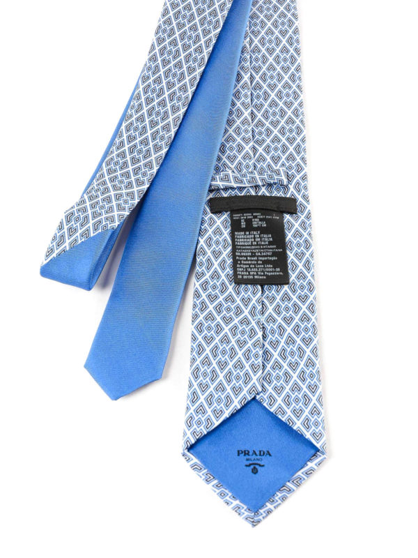 iKRIX PRADA: ties & bow ties - Light blue geometric pattern silk tie