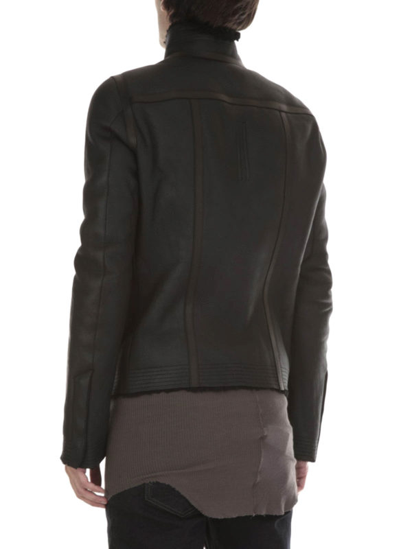 iKRIX RICK OWENS HUN: leather jacket - Shearling biker leather jacket