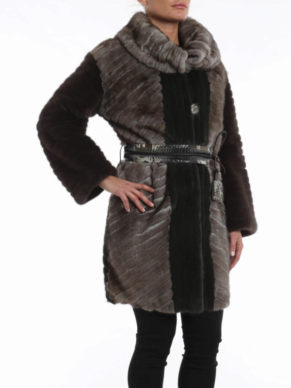 iKRIX Rindi: Fur & Shearling Coats - Mink fur and python belt coat