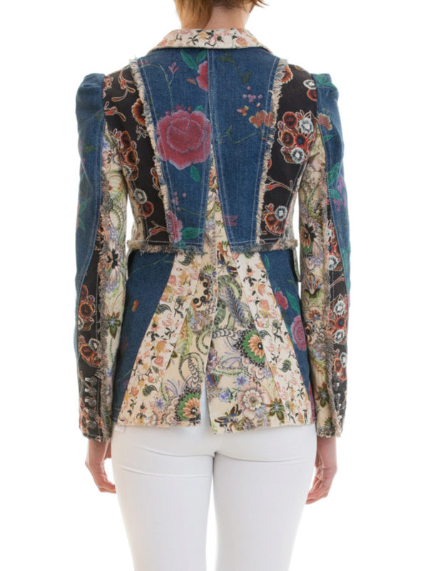iKRIX ROBERTO CAVALLI: denim jacket - Patterned denim patchwork blazer