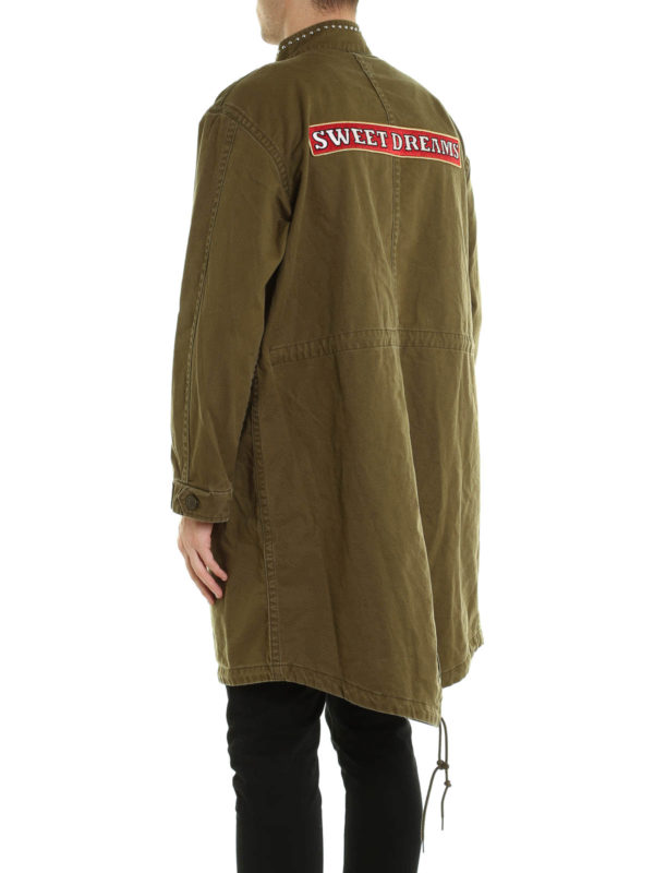 iKRIX SAINT LAURENT: parkas - Studded parka with patch