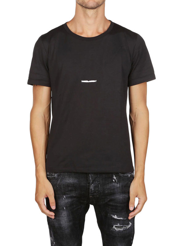 iKRIX SAINT LAURENT: t-shirts - Cotton jersey logo black Tee