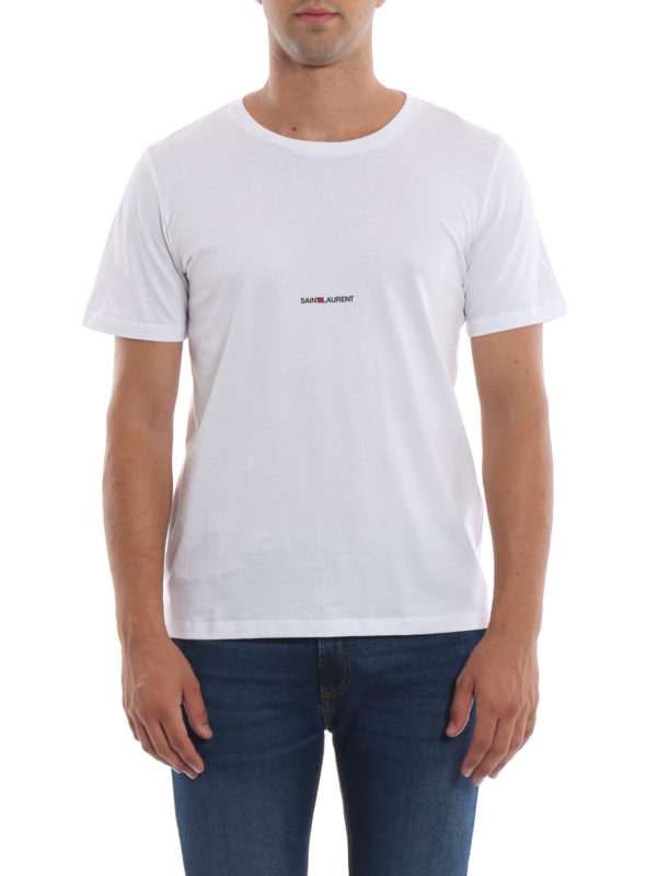 iKRIX SAINT LAURENT: t-shirts - Cotton jersey logo white Tee