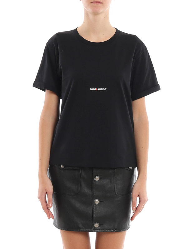 iKRIX SAINT LAURENT: t-shirts - Logo lettering print black Tee