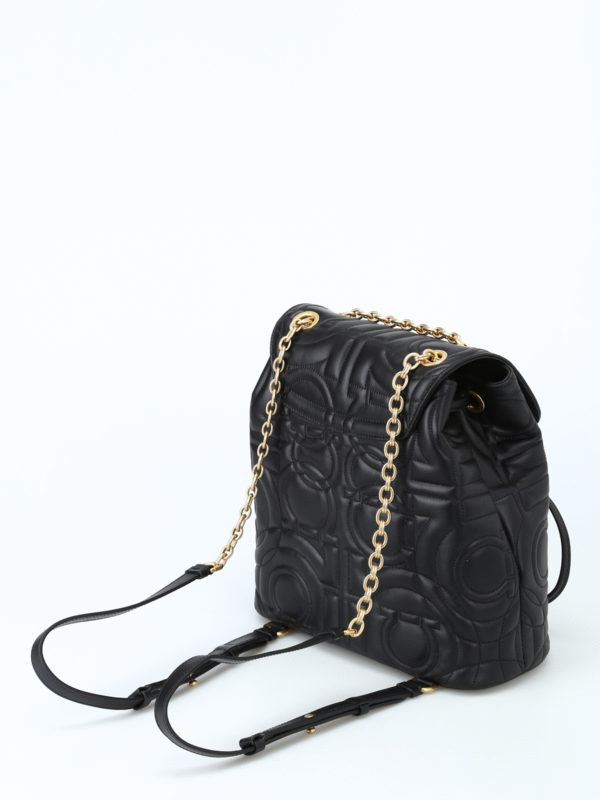 Ferragamo Gancini quilted small backpack - Black|21H1580696074