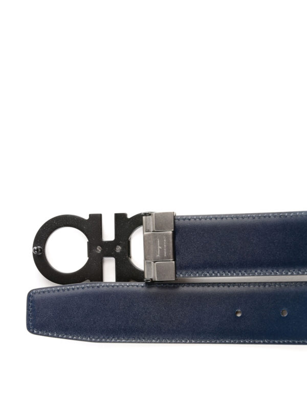 iKRIX SALVATORE FERRAGAMO: belts - Gancini reversible black and blue belt