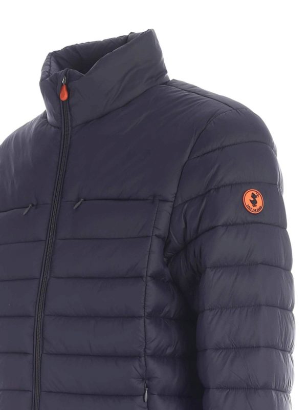 iKRIX Save The Duck: padded jackets - Orange logo patch down jacket in blue