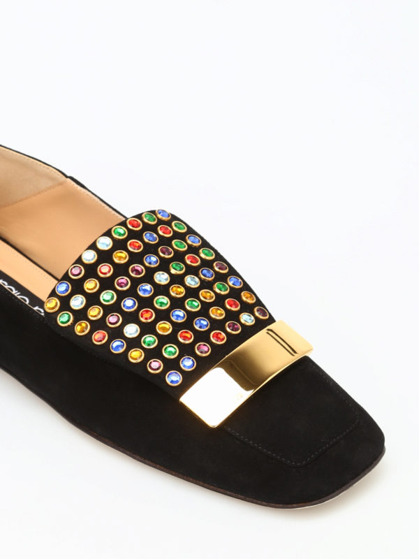 iKRIX SERGIO ROSSI: Loafers & Slippers - Embellished suede loafers